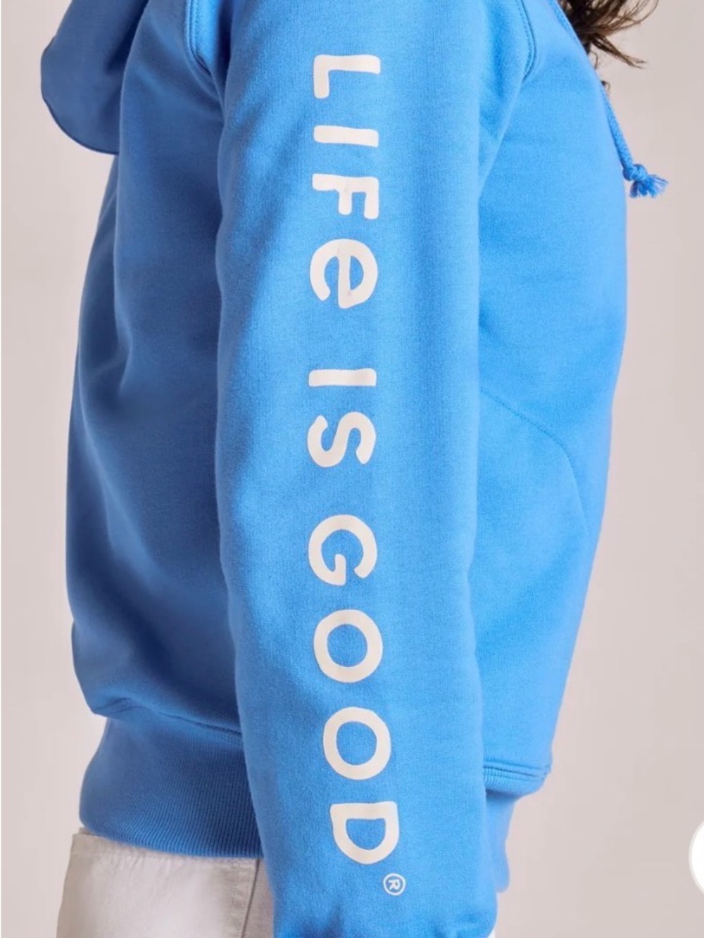 Women's Life is Good Crafty Wordmark Good Vibes Zip Hoodie in Athletic Blue, XXL
